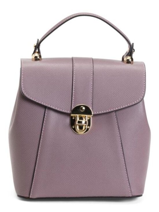 CHEVAL Made In Italy Leather Convertible Backpack With Gold Hardware main image 5